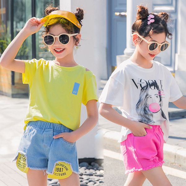 summer kids tracksuit print t shirt ripped jeans shorts set teenage girls clothing set girls clothes child costume 10 12 13 year, White
summer kids tracksuit print t shirt ripped jeans shorts set teenage girls clothing set girls clothes child costume 10 12 13 year, White