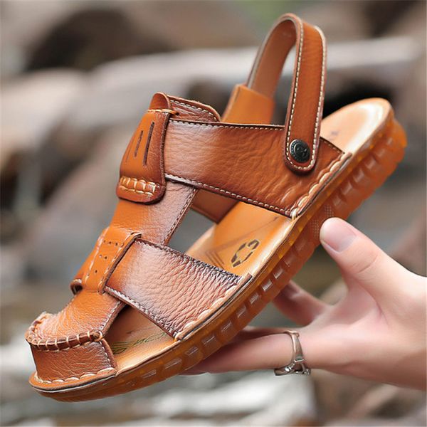 comfortable handmade sewing sandals men genuine leather soft summer shoes retro casual beach slippers black brown
comfortable handmade sewing sandals men genuine leather soft summer shoes retro casual beach slippers black brown