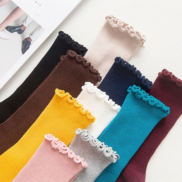 new solid color pure cotton wood ear lace women's multicolor stacked lace and socks vertical bar middle tube women's socks, Pink;yellow
new solid color pure cotton wood ear lace women's multicolor stacked lace and socks vertical bar middle tube women's socks, Pink;yellow
