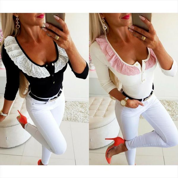 2020 new fashion cotton white women t shirt lace v neck long sleeve party club tees casual women t shirt
2020 new fashion cotton white women t shirt lace v neck long sleeve party club tees casual women t shirt