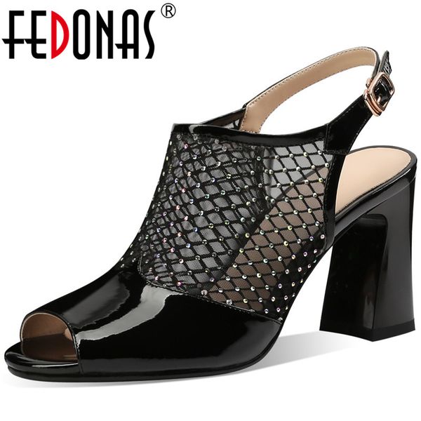 fedonas popular patchwork ladies sandals rhinestone genuine leather high heels pumps 2020 new summer buckle party shoes woman, Black
fedonas popular patchwork ladies sandals rhinestone genuine leather high heels pumps 2020 new summer buckle party shoes woman, Black