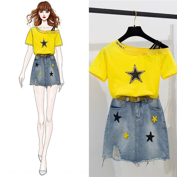 2020 new summer t-shirt short sleeved five-pointed star t-shirt denim short skirt two-piece suit skirt, Gray
2020 new summer t-shirt short sleeved five-pointed star t-shirt denim short skirt two-piece suit skirt, Gray