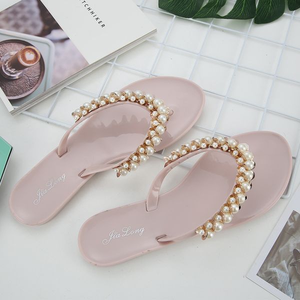 pearl string bead outside elegant shallow women slippers summer crystal beach pointed toe flat flip flops solid soft shoes cs10, Black
pearl string bead outside elegant shallow women slippers summer crystal beach pointed toe flat flip flops solid soft shoes cs10, Black