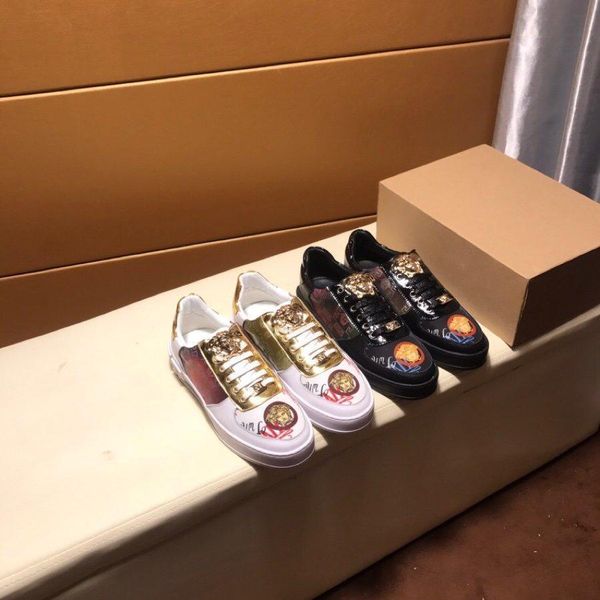 2020j high-end medusa embroidery and color matching men's leather casual low-sneakers, large size fashion lace-up sneakers, size: 3, Black
2020j high-end medusa embroidery and color matching men's leather casual low-sneakers, large size fashion lace-up sneakers, size: 3, Black