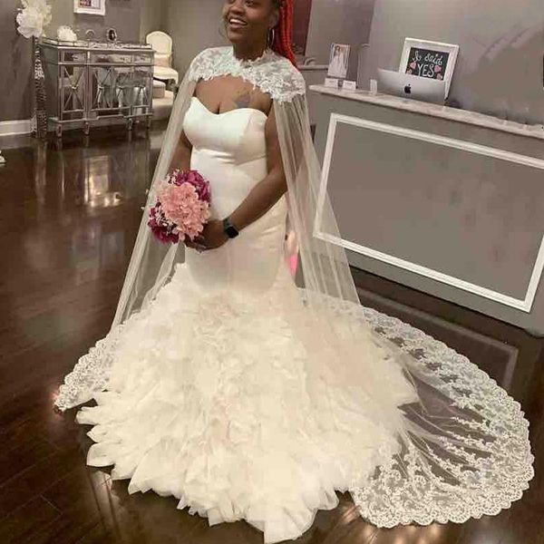 2020 african plus size wedding dresses with wrap lace appliques ruched back lace up mermaid wedding dress tulle vestido de novia, White
2020 african plus size wedding dresses with wrap lace appliques ruched back lace up mermaid wedding dress tulle vestido de novia, White