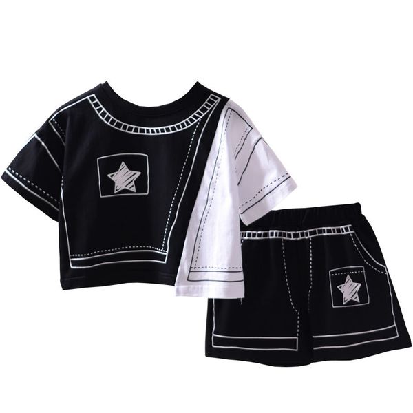 boys new summer sets children black white irregular stitching stars tide fan short-sleeve t-shirt + shorts 2pcs kids suits 2-8 y
boys new summer sets children black white irregular stitching stars tide fan short-sleeve t-shirt + shorts 2pcs kids suits 2-8 y