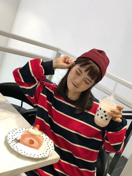 x7wdw spring 2019 color matching striped long-sleeved sweater student slimming women's korean style new casual coat women's wear s, White
x7wdw spring 2019 color matching striped long-sleeved sweater student slimming women's korean style new casual coat women's wear s, White