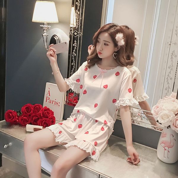 vfswd women's pajamas summer short sleeve sweet cute home silk milk silkstrawberry milk silk clothes fresh korean style student two-pie, Blue;red
vfswd women's pajamas summer short sleeve sweet cute home silk milk silkstrawberry milk silk clothes fresh korean style student two-pie, Blue;red