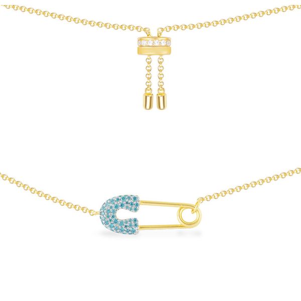 sljely fashion gold color 925 sterling silver lagoon blue safety pin pendant necklace simple adjust clavicle chain for women
sljely fashion gold color 925 sterling silver lagoon blue safety pin pendant necklace simple adjust clavicle chain for women