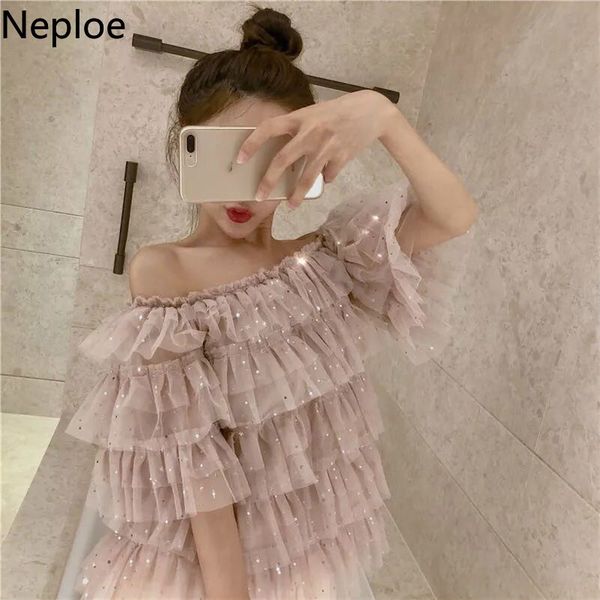 noploe summer women's clothing korean shirts off shoulder slash neck blouses ruffles sequined lace sweet fashion blouse, White
noploe summer women's clothing korean shirts off shoulder slash neck blouses ruffles sequined lace sweet fashion blouse, White