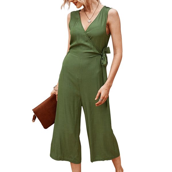women's jumpsuits & rompers summer women elegant loose solid wide leg romper lace up v neck sleeveless clothing, Black;white
women's jumpsuits & rompers summer women elegant loose solid wide leg romper lace up v neck sleeveless clothing, Black;white