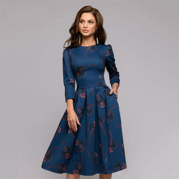 women printing midi dress 2020 fashion o-neck slim autumn party dress female casual a-line vestidos plus size blue work dress, Black;gray
women printing midi dress 2020 fashion o-neck slim autumn party dress female casual a-line vestidos plus size blue work dress, Black;gray
