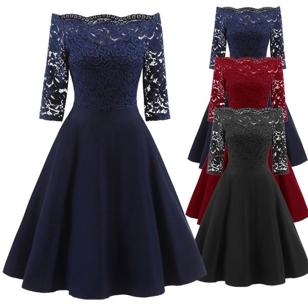 2020 new female dress half sleeve slash neck robe vintage retro casual party rockabilly lace women summer clothes vestidos, Black;gray
2020 new female dress half sleeve slash neck robe vintage retro casual party rockabilly lace women summer clothes vestidos, Black;gray