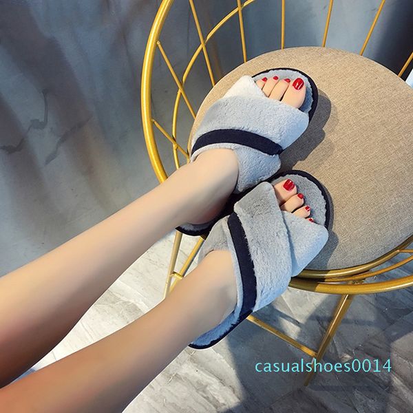 women warm shoes indoor slippers plush non slip cross open toe female home slippers winter flats faux fur c14, Black
women warm shoes indoor slippers plush non slip cross open toe female home slippers winter flats faux fur c14, Black