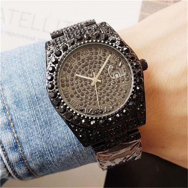 women mens luxe wrist watch diamond inlaid stainless steel quartz movement with calendar women business casual watches 03, Slivery;brown
women mens luxe wrist watch diamond inlaid stainless steel quartz movement with calendar women business casual watches 03, Slivery;brown