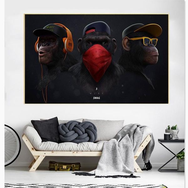 modern wall art canvas painting funny thinking monkey with headphone poster prints animal wall picture for living room home decor
modern wall art canvas painting funny thinking monkey with headphone poster prints animal wall picture for living room home decor