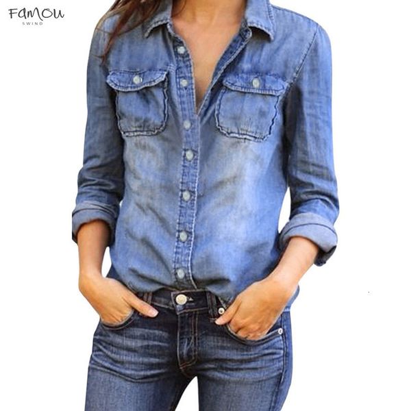 women blouse women casual blue jean denim long sleeve fashion solid shirt womens and blouses camisa femenina 20, White
women blouse women casual blue jean denim long sleeve fashion solid shirt womens and blouses camisa femenina 20, White