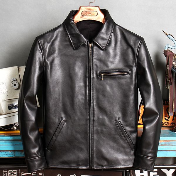men's leather & faux .brand core horsehide coat,mens classic casual genuine jacket,clothing., Black
men's leather & faux .brand core horsehide coat,mens classic casual genuine jacket,clothing., Black