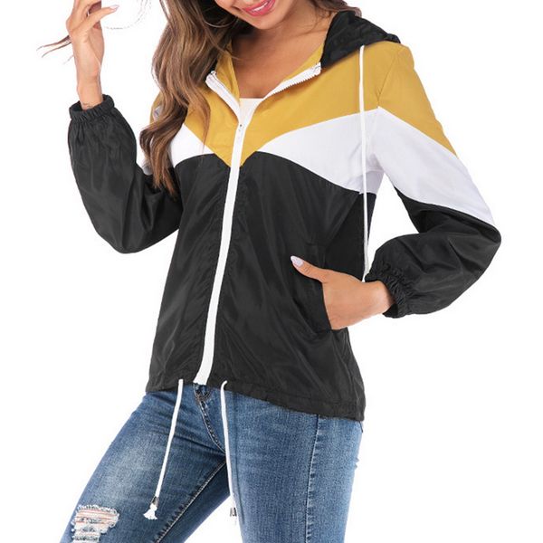 new female casual windbreaker women's basic hooded jacket patchwork long sleeve clothing multicolor running coat, Black;red
new female casual windbreaker women's basic hooded jacket patchwork long sleeve clothing multicolor running coat, Black;red