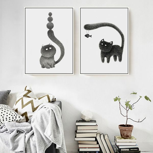 modern cute black hairy cat long tail canvas paintings different forms animals posters print nursery wall art decorative picture
modern cute black hairy cat long tail canvas paintings different forms animals posters print nursery wall art decorative picture