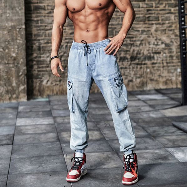 men's jeans autumn winter 2021 elastic waist all-match loose-legged casual training tooling fitness sports trousers denim hombre, Blue
men's jeans autumn winter 2021 elastic waist all-match loose-legged casual training tooling fitness sports trousers denim hombre, Blue