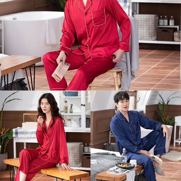 korean style long-sleeved home suit spring and autumn ice men's thin pajamas and silk imitation silk couple pajamas women, Black;brown
korean style long-sleeved home suit spring and autumn ice men's thin pajamas and silk imitation silk couple pajamas women, Black;brown
