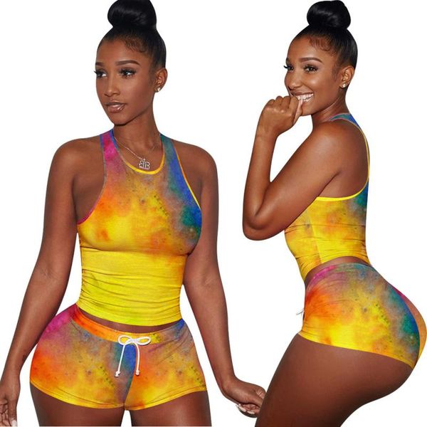 women 2pcs yoga set female 5 styles tie dye print sleeveless tank fitness shorts running gym sports clothes suit, White;red
women 2pcs yoga set female 5 styles tie dye print sleeveless tank fitness shorts running gym sports clothes suit, White;red
