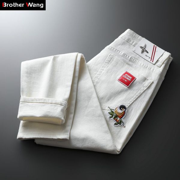 2020 summer new men's thin white slim jeans embroidery cotton advanced stretch denim trousers male brand pants, Blue
2020 summer new men's thin white slim jeans embroidery cotton advanced stretch denim trousers male brand pants, Blue