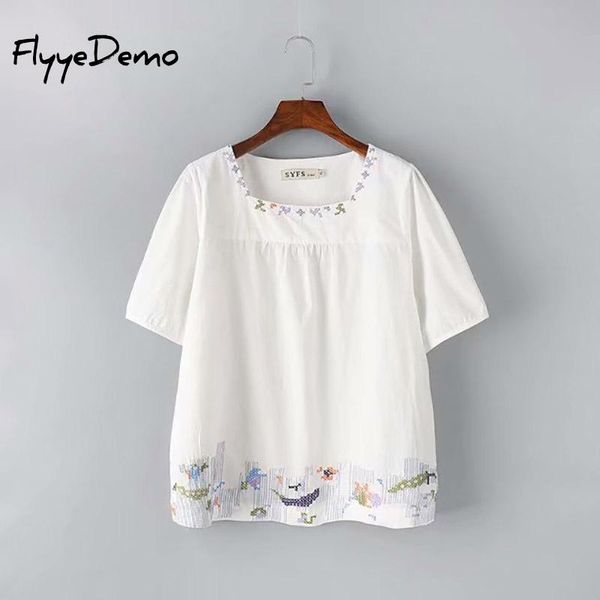 loose ethnic vintage floral embroidered blouses for women loose short sleeve shirt women cotton big casual blusas plus size, White
loose ethnic vintage floral embroidered blouses for women loose short sleeve shirt women cotton big casual blusas plus size, White