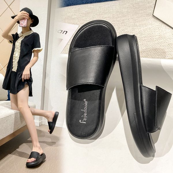 women's genuine leather shoes summer woman slippers flat med slides platform pantofle fashion big size beach 2020 luxury, Black
women's genuine leather shoes summer woman slippers flat med slides platform pantofle fashion big size beach 2020 luxury, Black