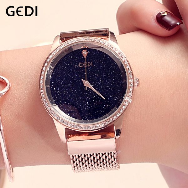 gedi brand fashion starry sky watch women rose gold quartz watch elegant ladies business wristwatch relogio feminino reloj mujer cx200723, Slivery;brown
gedi brand fashion starry sky watch women rose gold quartz watch elegant ladies business wristwatch relogio feminino reloj mujer cx200723, Slivery;brown