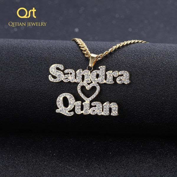 personalized custom iced out double name necklace love heart choker thick chain necklaces handwriting nameplate couple jewelry, Silver
personalized custom iced out double name necklace love heart choker thick chain necklaces handwriting nameplate couple jewelry, Silver