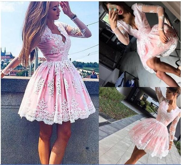 charming pink cupcake homecoming dresses v neck long sleeve with white appliques special occasion dress mini ball gown party gown, Red
charming pink cupcake homecoming dresses v neck long sleeve with white appliques special occasion dress mini ball gown party gown, Red