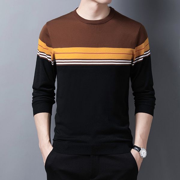 2020 men's autumn new striped sweater youth round neck color matching fashion casual trend slim bottoming sweater, White;black
2020 men's autumn new striped sweater youth round neck color matching fashion casual trend slim bottoming sweater, White;black