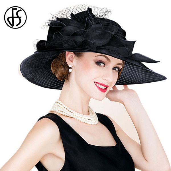 fs black white elegant women church hats for ladies summer flowers large brim organza hat beach sun kentucky derby hat fedora cx200715, Blue;gray
fs black white elegant women church hats for ladies summer flowers large brim organza hat beach sun kentucky derby hat fedora cx200715, Blue;gray