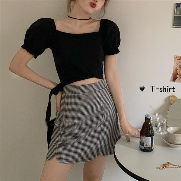 square collar solid color bubble sleeve + short square collar solid color bubble sleeve t-shirt + t-shirt short skirt skirt, Gray
square collar solid color bubble sleeve + short square collar solid color bubble sleeve t-shirt + t-shirt short skirt skirt, Gray