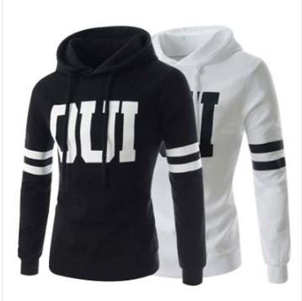 2019 spring and autumn new men's casual hooded sweater coat fashion handsome letter print slim sweater men, Black
2019 spring and autumn new men's casual hooded sweater coat fashion handsome letter print slim sweater men, Black