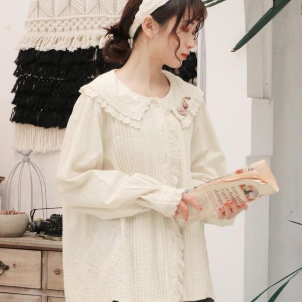women's blouses & shirts japanese retro doll collar blouse cute cotton embroidery loose female spring summer 2021 mori girl shirt coll, White
women's blouses & shirts japanese retro doll collar blouse cute cotton embroidery loose female spring summer 2021 mori girl shirt coll, White