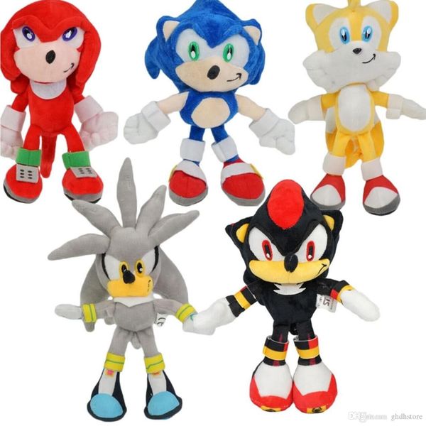 new 5 styles 8"-9" 20cm-23cm the hedgehog plush doll shadow knuckles silver tails dolls soft gifts stuffed toys