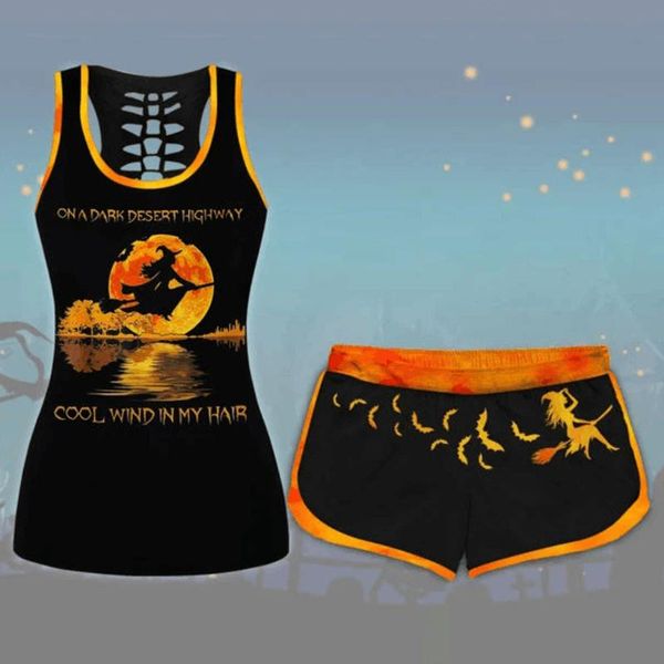 women's halloween printing summer tracksuit sportwear ladies sleeveless shirts set women halloween drawstring shorts set, White;black
women's halloween printing summer tracksuit sportwear ladies sleeveless shirts set women halloween drawstring shorts set, White;black