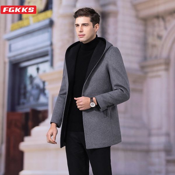 men's wool & blends fgkks blend coat men trend brand winter fashion long section trench overcoat casual hooded coats male, Black
men's wool & blends fgkks blend coat men trend brand winter fashion long section trench overcoat casual hooded coats male, Black