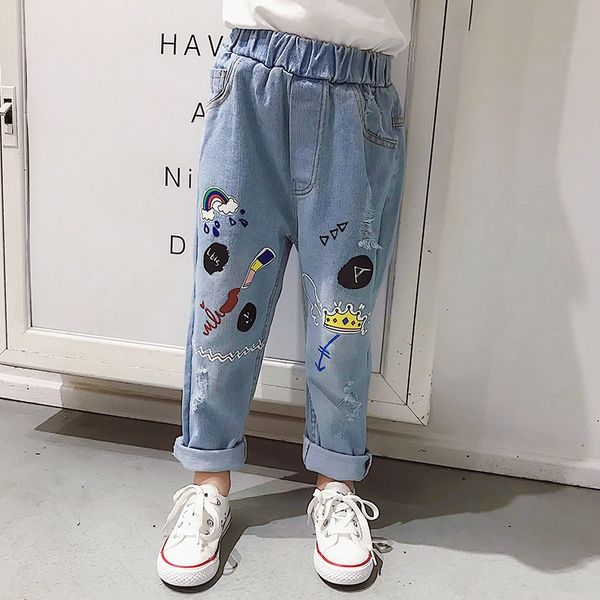 2019 summer edition big boys and girls cartoon graffiti pants and jeans children's wear jeans children's clothing pants, Blue
2019 summer edition big boys and girls cartoon graffiti pants and jeans children's wear jeans children's clothing pants, Blue
