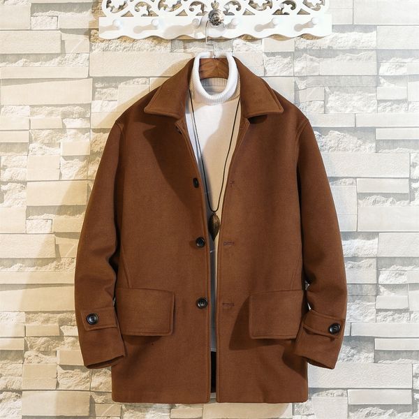 new short western style woolen korean wool style youth leisure trend large size thickened woolen coat coat for men, Black
new short western style woolen korean wool style youth leisure trend large size thickened woolen coat coat for men, Black