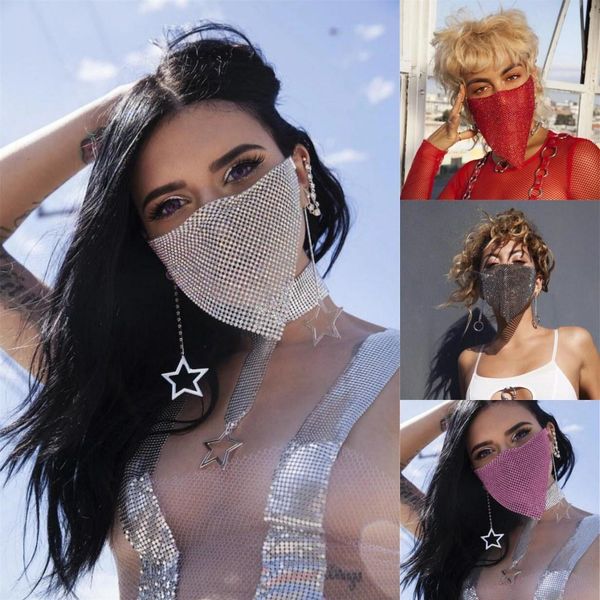 us stock designer women bling metal rhinestone face mask protective dustproof washable reuseable facemask elastic earloop mouth party mask
us stock designer women bling metal rhinestone face mask protective dustproof washable reuseable facemask elastic earloop mouth party mask