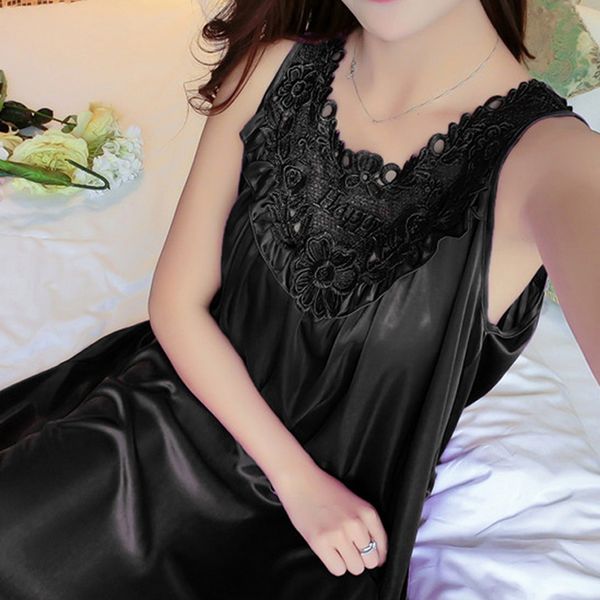 women's sleepwear nightdress lace silk satin nightgown sleeveless sling nightwear home dress mid skirt with fat and large size, Black;red
women's sleepwear nightdress lace silk satin nightgown sleeveless sling nightwear home dress mid skirt with fat and large size, Black;red