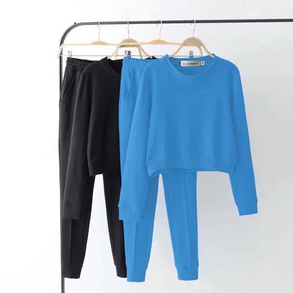 xuancool autumn tracksuit long sleeve solid sweatshirts vintage women clothing 2 piece set crop +pants sporting suit female, Gray
xuancool autumn tracksuit long sleeve solid sweatshirts vintage women clothing 2 piece set crop +pants sporting suit female, Gray