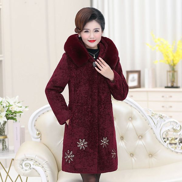 winter womens plus size hooded faux fur coat fake jacket overcoats middle-aged womens outerwear with fur trim hood t116, Black
winter womens plus size hooded faux fur coat fake jacket overcoats middle-aged womens outerwear with fur trim hood t116, Black