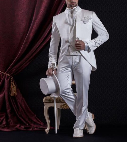 costume homme white satin 3 pieces groom suit with jacquard vest groom tuxedos groomsman suit wedding (jacket+pants+vest), White;black
costume homme white satin 3 pieces groom suit with jacquard vest groom tuxedos groomsman suit wedding (jacket+pants+vest), White;black