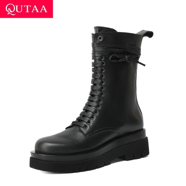 qutaa 2021 casual round toe square heel women shoes autumn winter lace up zipper ankle boots cow leather ladies pumps size 34-40, Black
qutaa 2021 casual round toe square heel women shoes autumn winter lace up zipper ankle boots cow leather ladies pumps size 34-40, Black