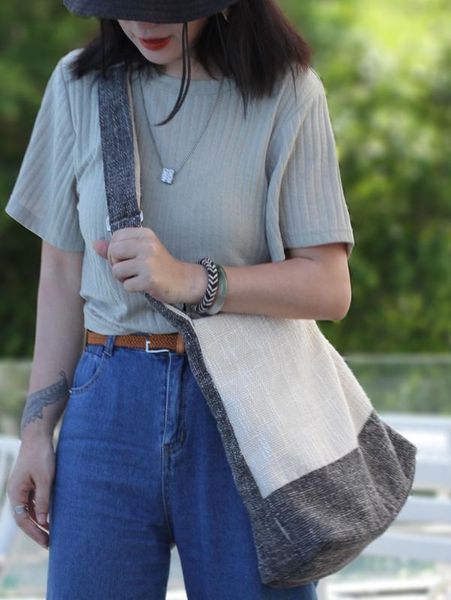 simple cotton linen women bag gray white stitching shoulder bags tuote bags national messenger bag
simple cotton linen women bag gray white stitching shoulder bags tuote bags national messenger bag